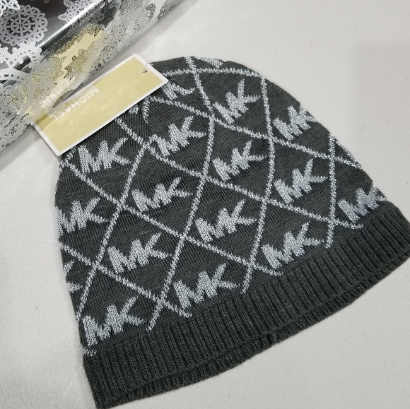 Michael Kors Accessories - Michael Kors Gray / silver metallic beanie hat